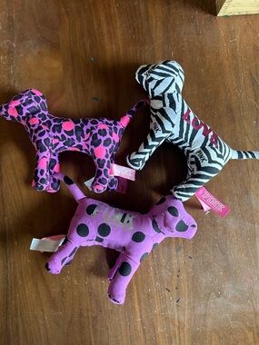 PINK Victoria's Secret Plush Dog Trio in Hot Pink, Purple & Black
